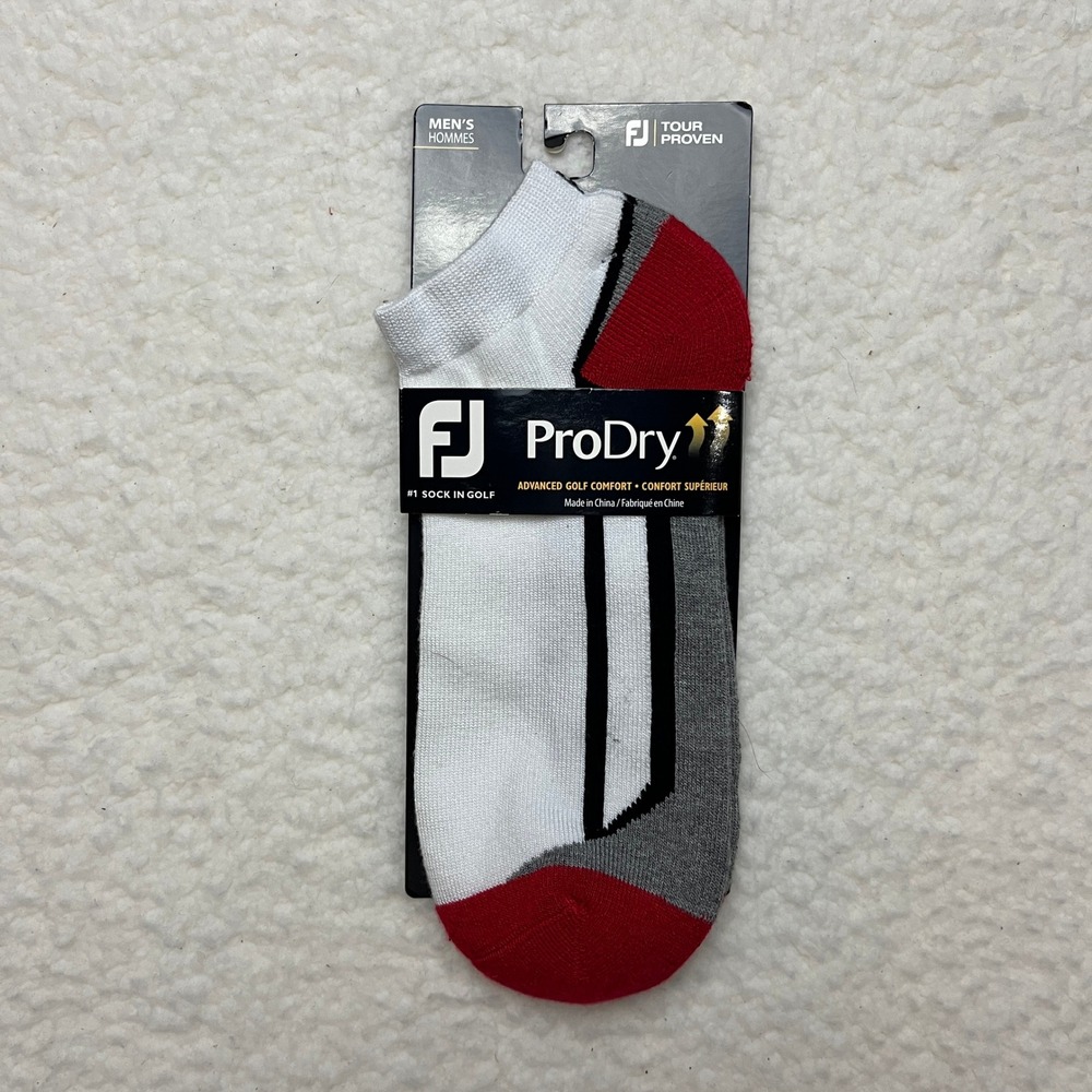 FootJoy ProDry Mens Sport Golf Socks White Grey Red 16021-M‎ NEW